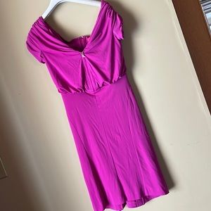 Z SPOKE by ZAC POSEN sz6 stretch ruched dress hibiscus magenta NWT